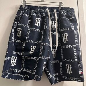 Tommy Hilfiger blue and white bathing shorts